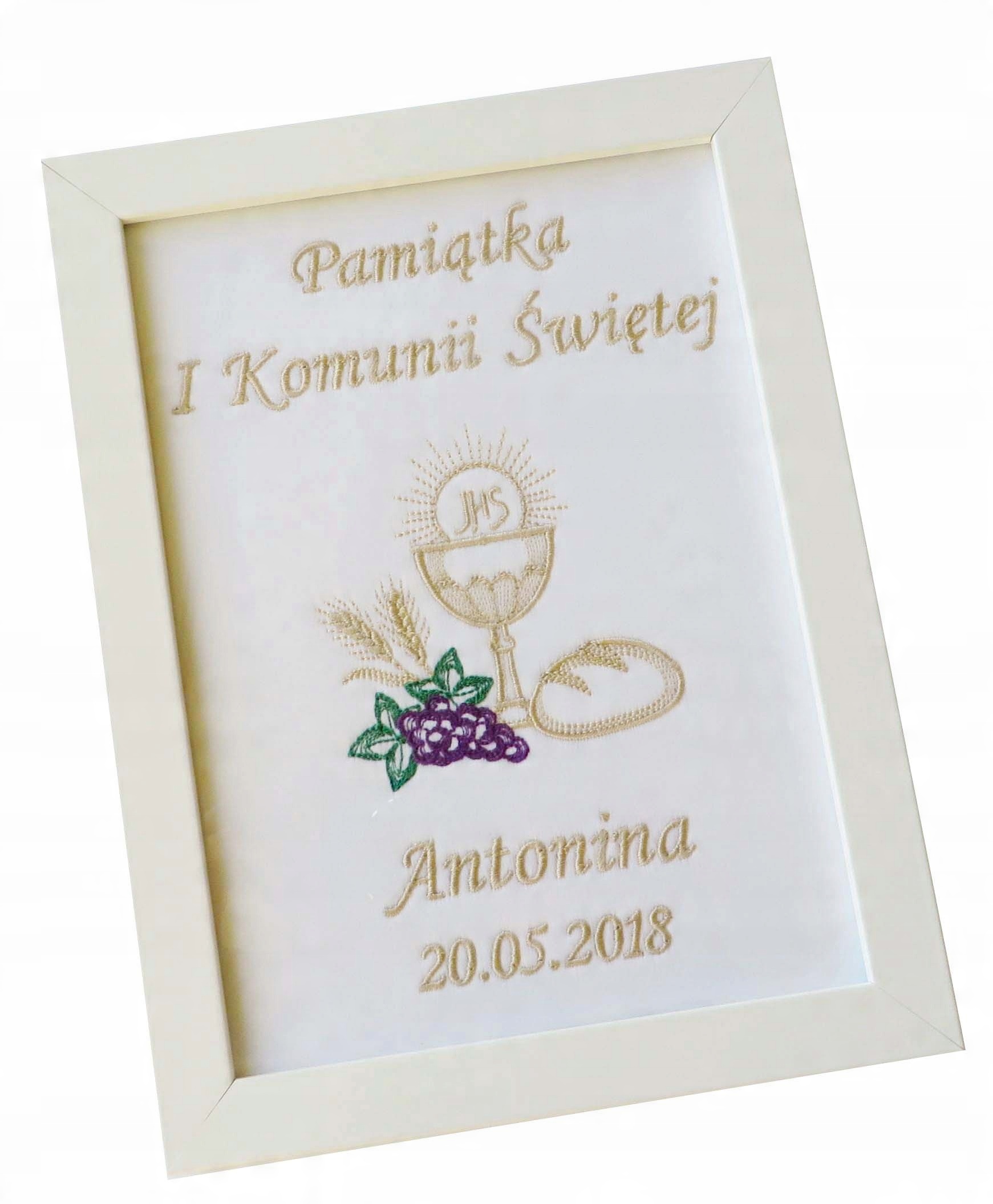 

Pamiątka Komunijna na komunię Obrazek haft