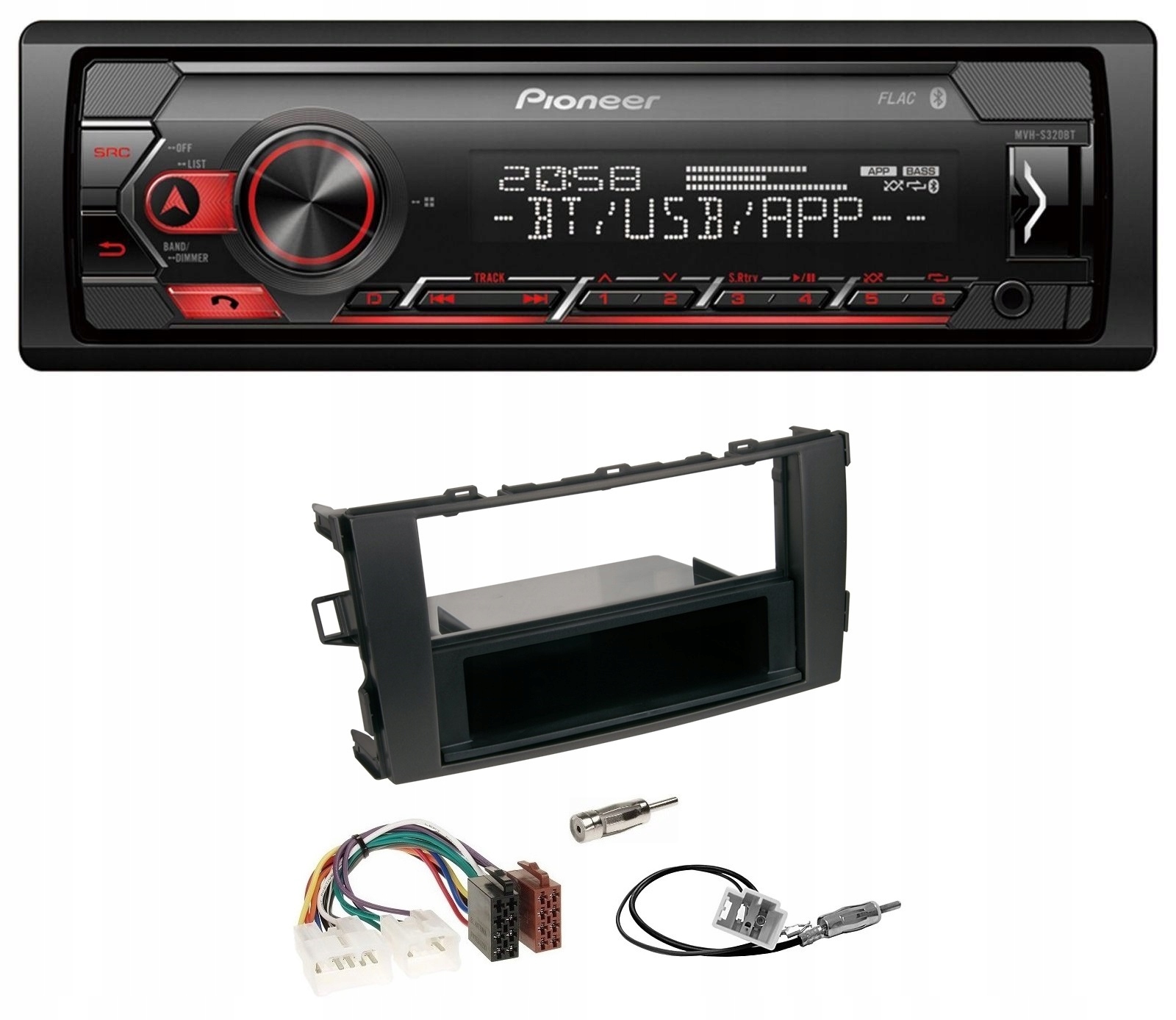 Rádio Aux Usb MP3 Bluetooth Toyota Auris 2007-2012 Pioneer MVH-S320BT