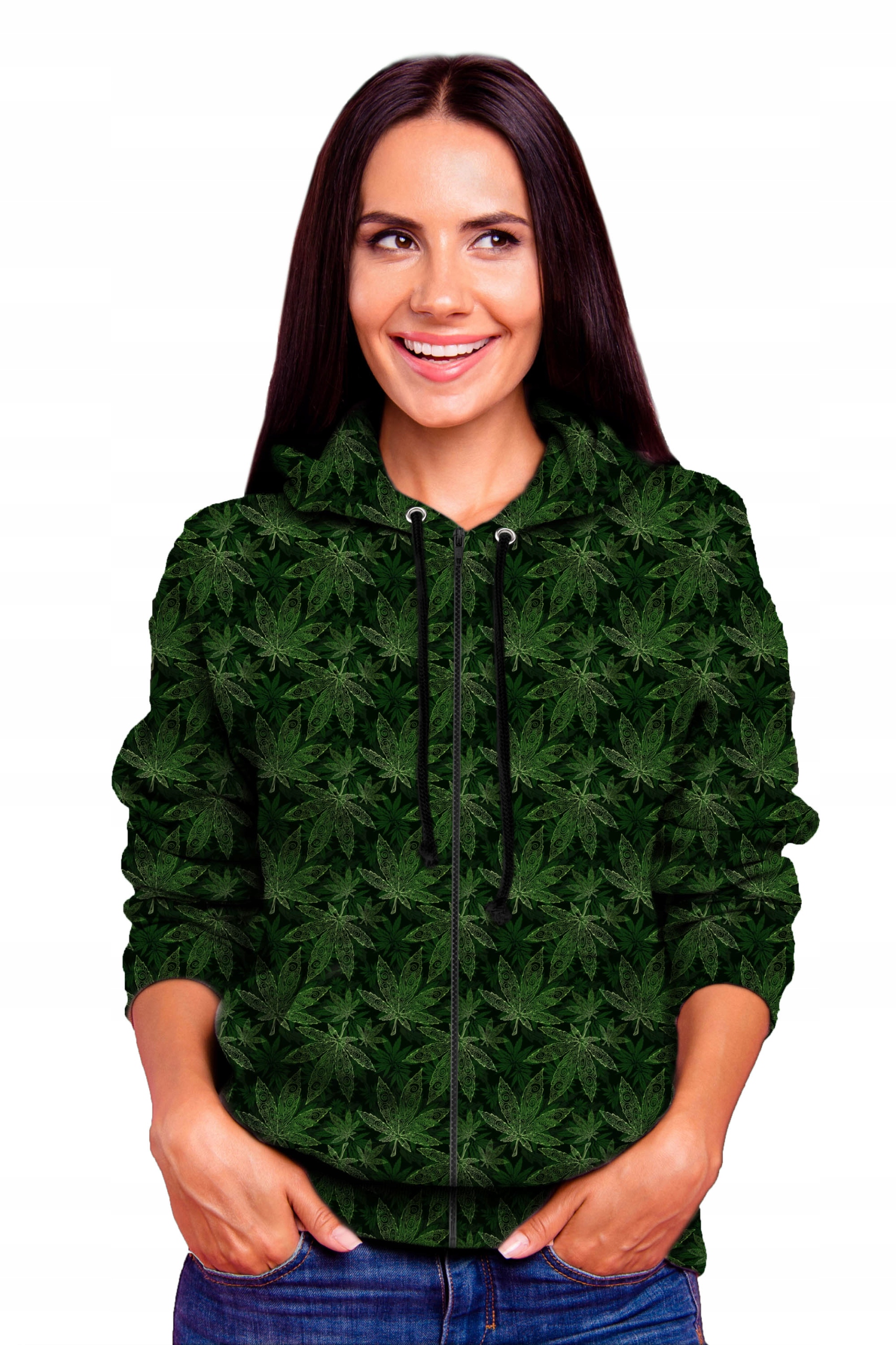 

Bluza Damska Zamek Print L Zielona Trawka Stylowa