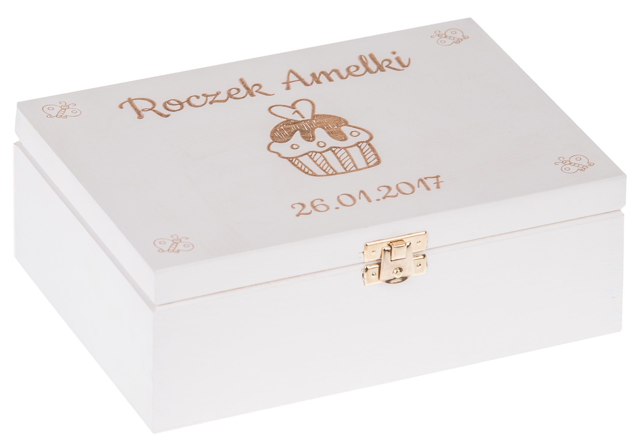 

Pudełko 22x16 Białe prezent Roczek Grawer dziecko