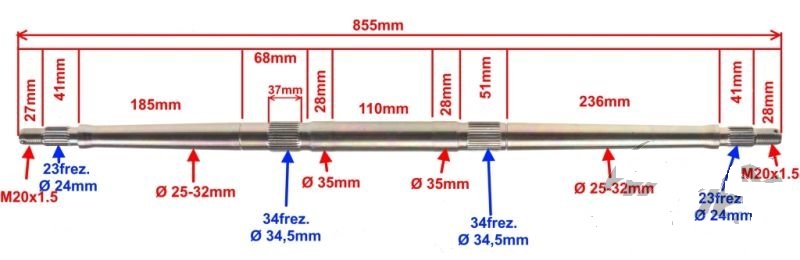 ATV 200 250 BASHAN OS TYLNA OSKA 85cm Manufacturer WM