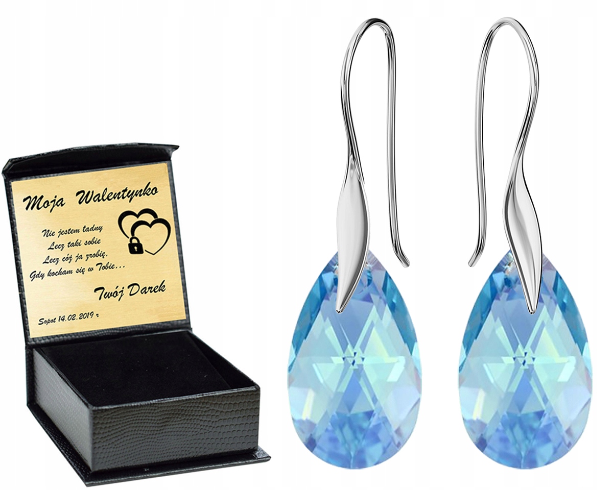 

Srebrne Kolczyki Almond Style Hook Swarovski Grawe
