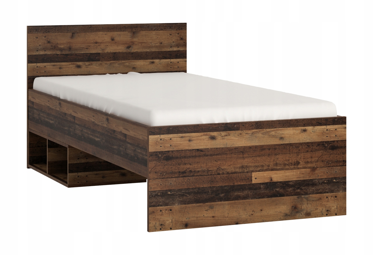 Nubi Łóżko jednoosobowe 90 x 200 NUBZ04 Meble Wójcik ciemne Old Style półki