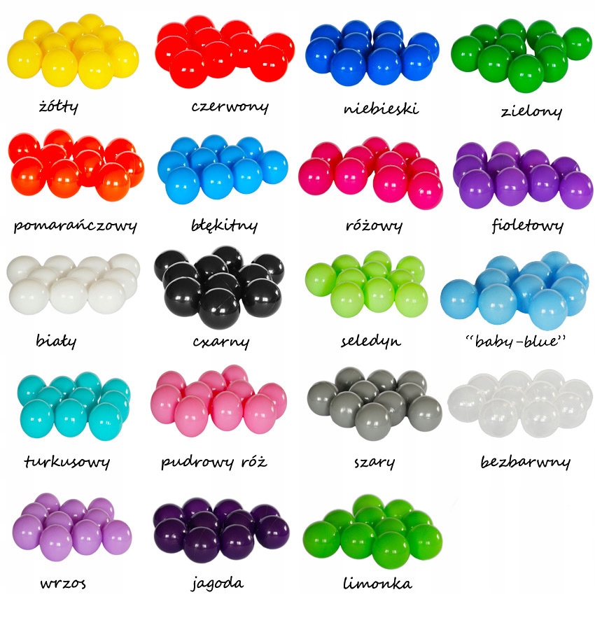 Piłki do suchego basenu,basen ogrodowy 100szt 6cm Materiał Plastik