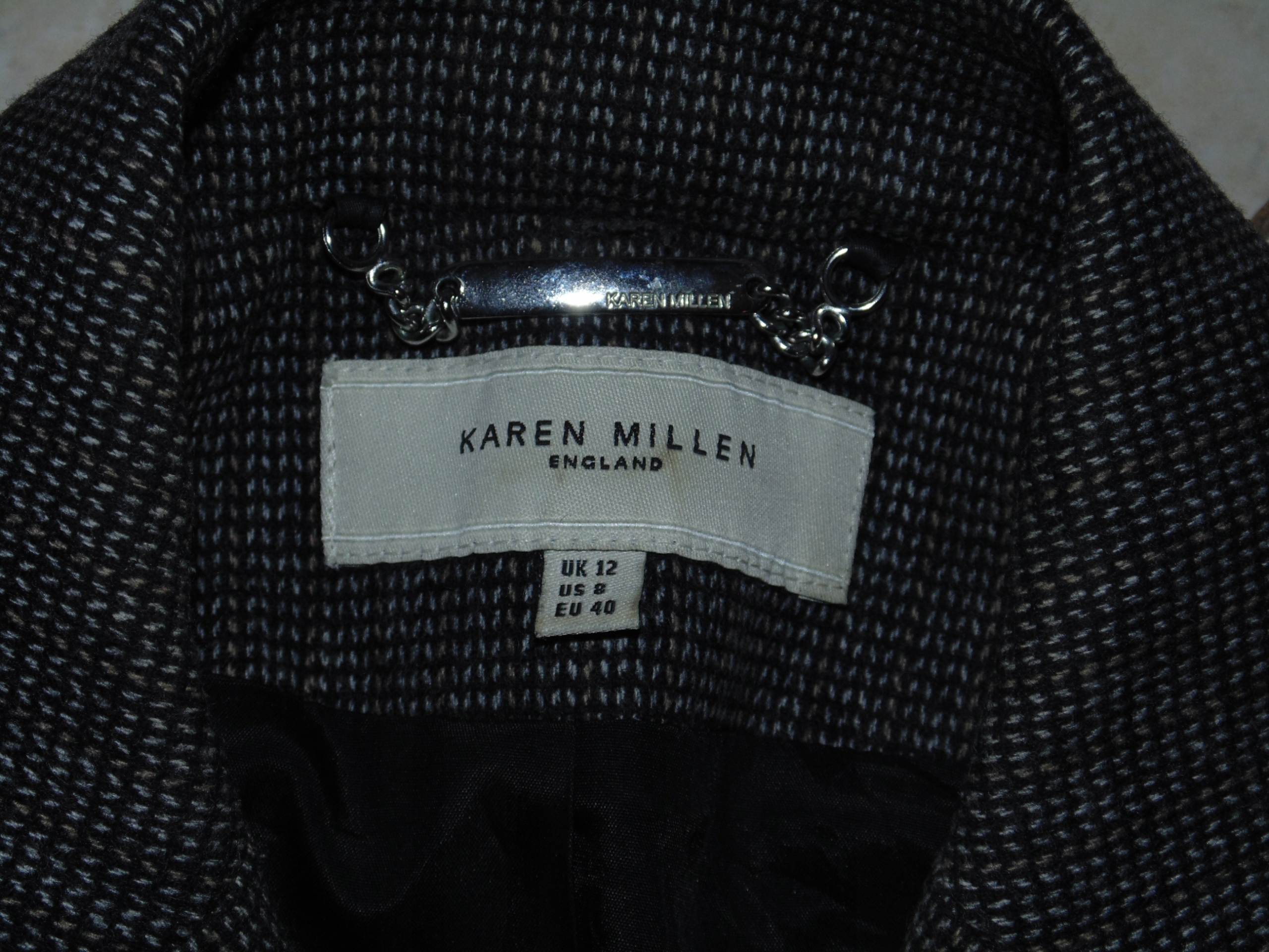 KAREN MILLEN M MARYNARKA ŻAKIET TALIOWANA WEŁNA Dekolt inny