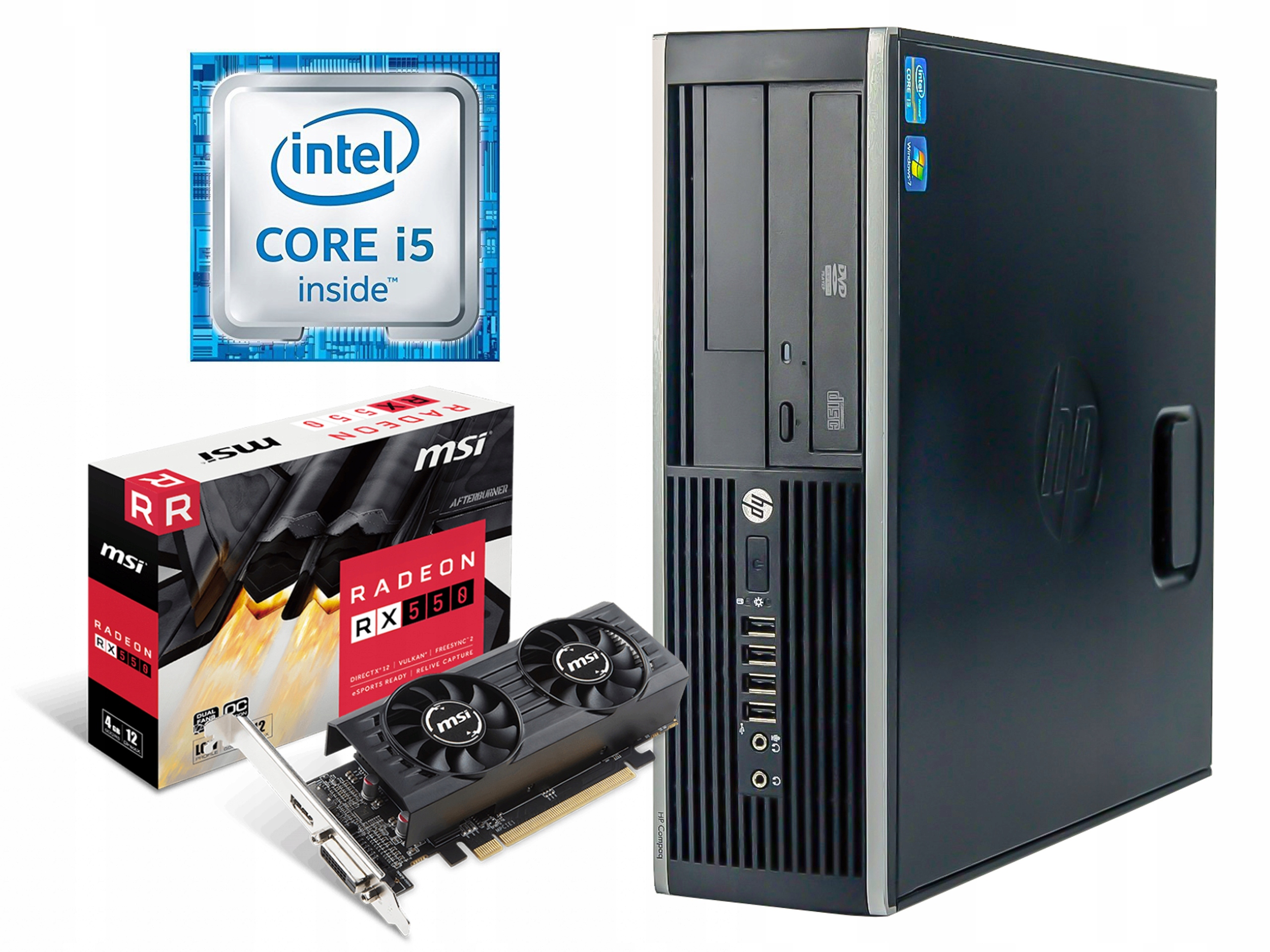 Komputer PC do gier HP i5 16GB GRAFIKA MSI 4GB SSD