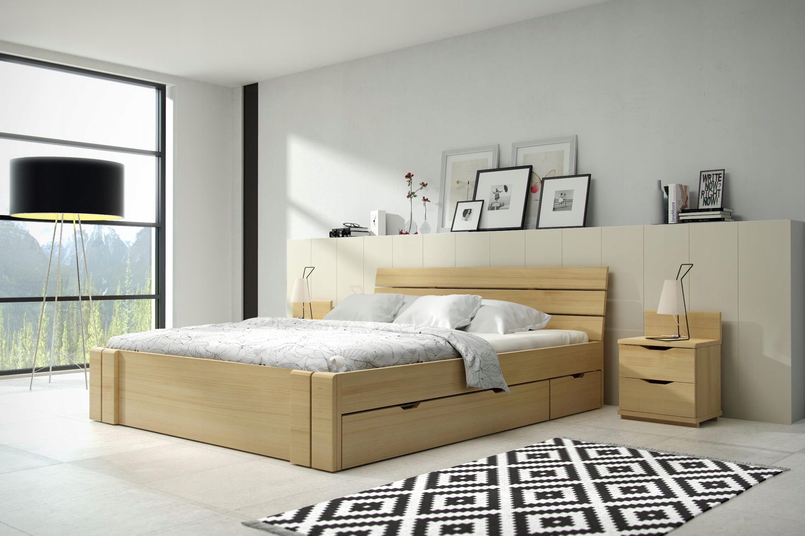 DSI - Łóżko drewniane ARHUS HIGH 140x200 szuflady Rodzaj łóżka łóżko tradycyjne