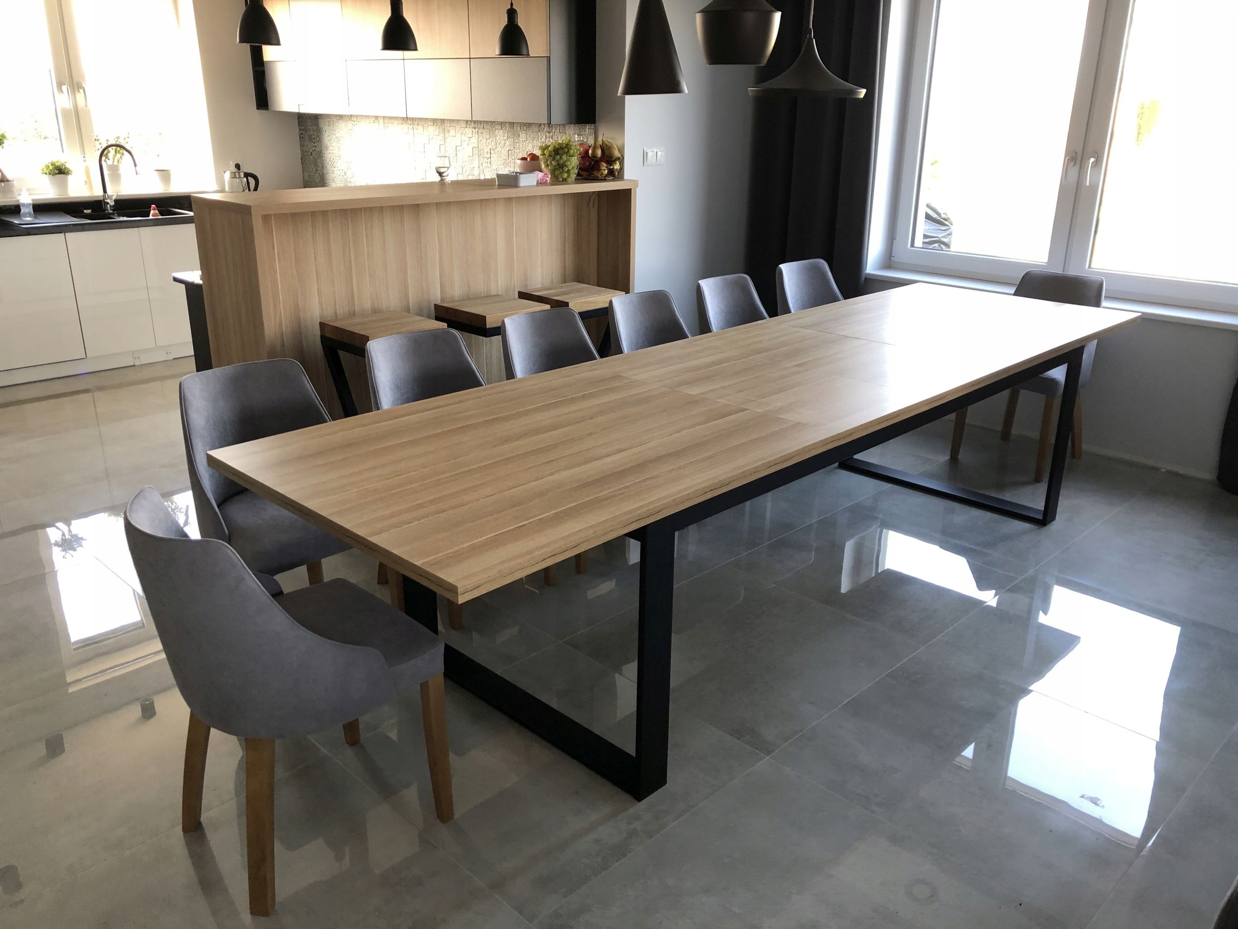 Stół loft 100/250/350 cm Dąb Amerykański Szerokość mebla 100 cm