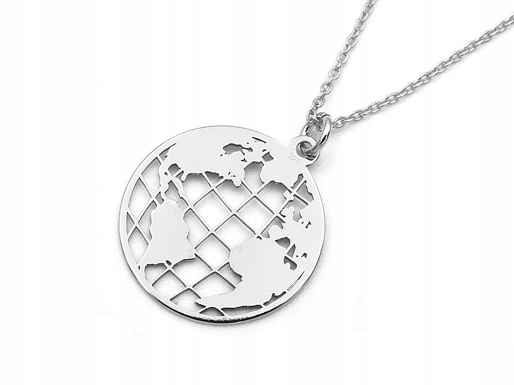 

Srebrny naszyjnik kula ziemska globus