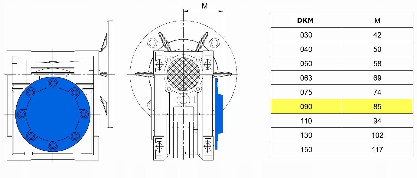 Motoreduktor Silnik 1,5kW 400V Przekładnia DKM 90 Prędkość obrotowa 0 obr./min