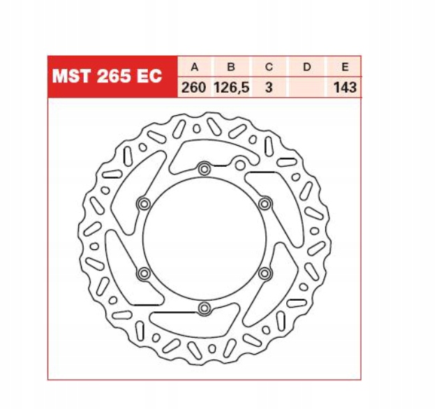 MST265EC - Тормозной диск LUCAS 260/126,5/3 мм 6,5 / 143 мм