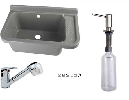 

Zlew gospodarczy 50x34x21cm.SZARY+bater+dozow .090