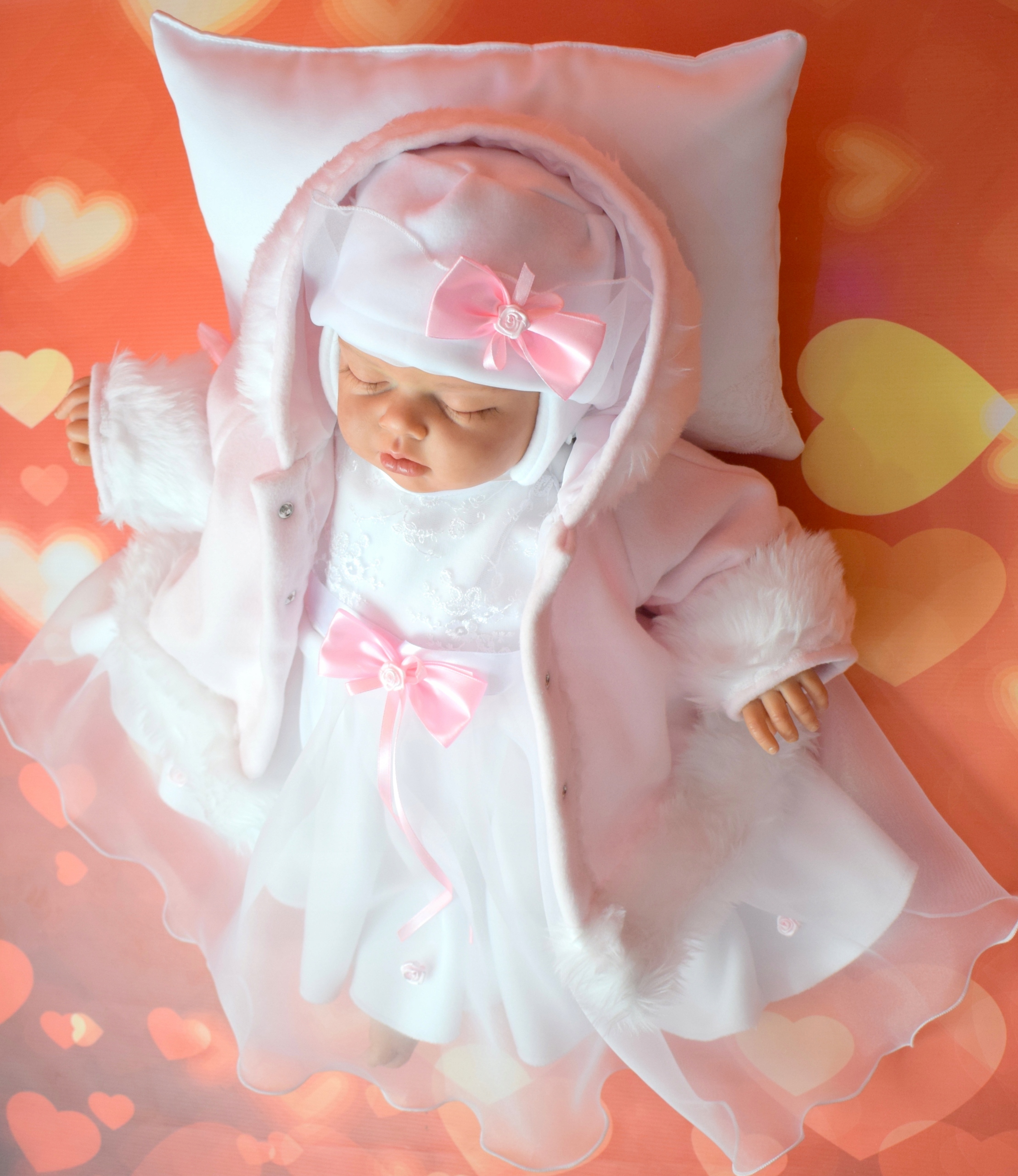 5 cz PrOmOcJA Komplet do CHRZTU 62-68 JESIEŃ ZIMA Kolor dodatkowy różowy