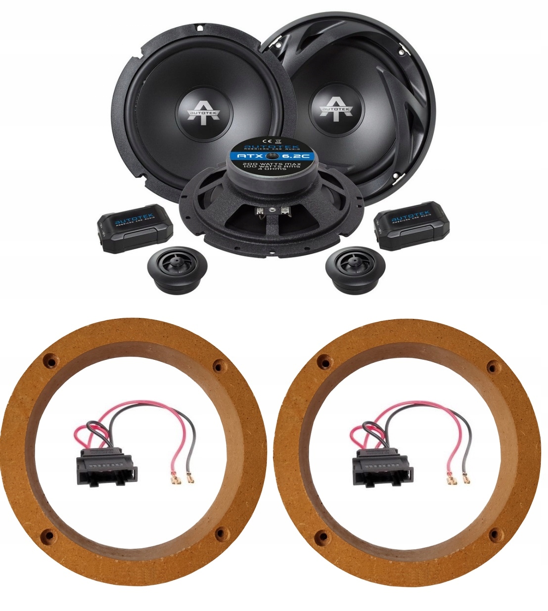 Autotek ATX6.2C Reproduktory vzdialenosti 165 mm Vw Bora Golf 4 5 6 Passat B5 Polo