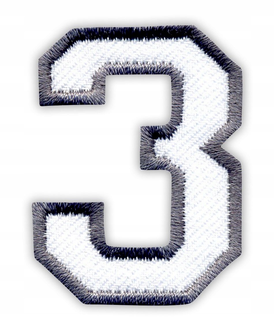 

Naszywka Biała Cyfra 3 trzy, liczba Haft Termo