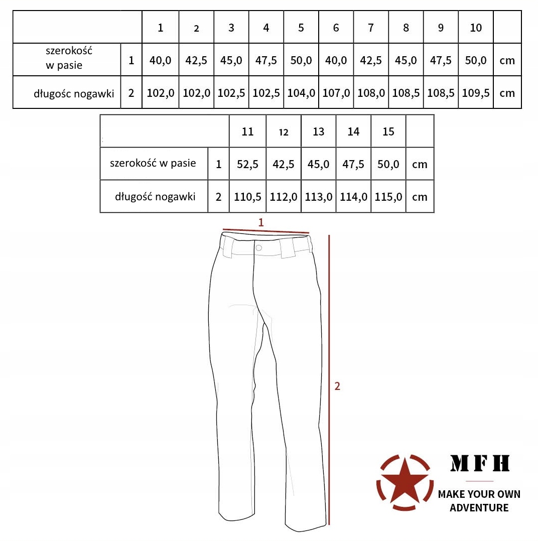 Spodnie bawełniane bundeswehra 45 cm -pas Kod producenta brak