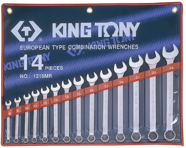 Klucze płasko-oczkowe 8-24mm 14szt Etui King Tony 1215MR
