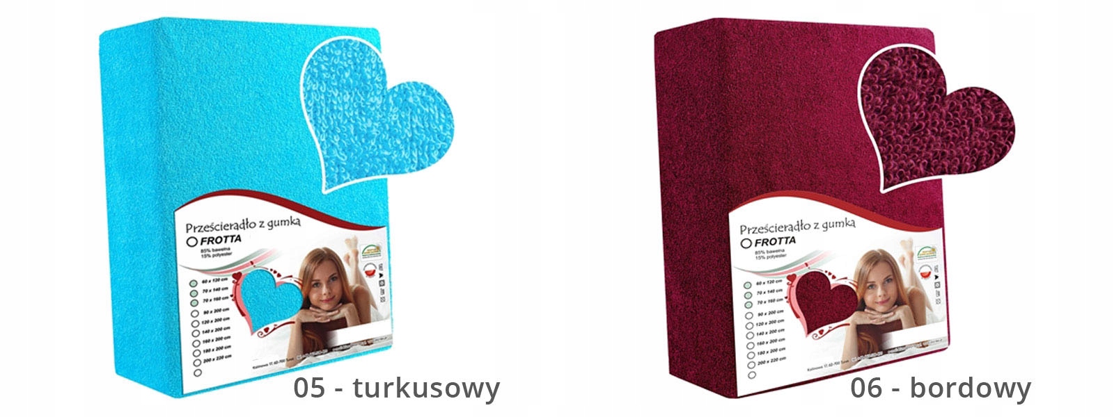 PRZEŚCIERADŁO FROTOWE DUŻY WYBÓR 180g POLSKIE Długość 170 cm