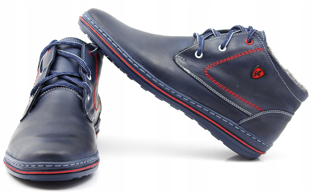 

Buty Zimowe Skórzane Ocieplone 339 Blue 44