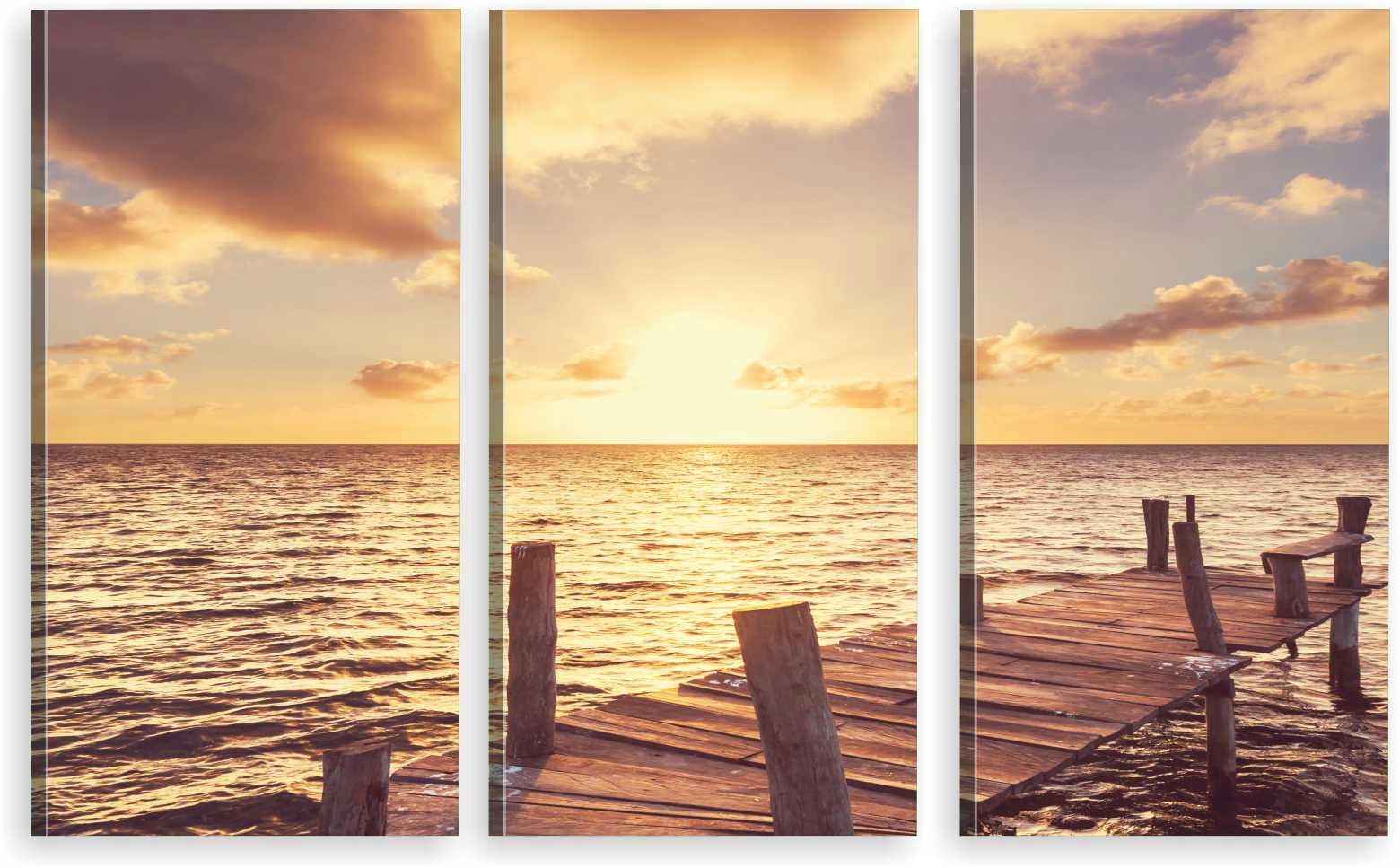 

Tryptyk Obraz Na Ścianę Pomost Zachód Słońca