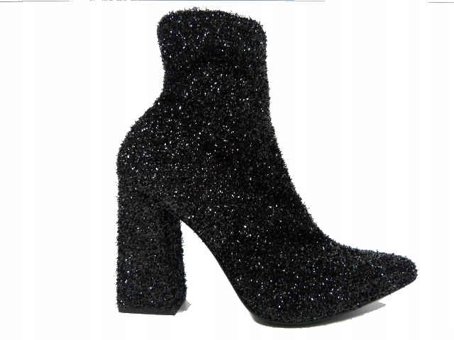 Černé roztřepené kotníkové boty na sloupku do špičky Sala 37, elegantní na podpatku