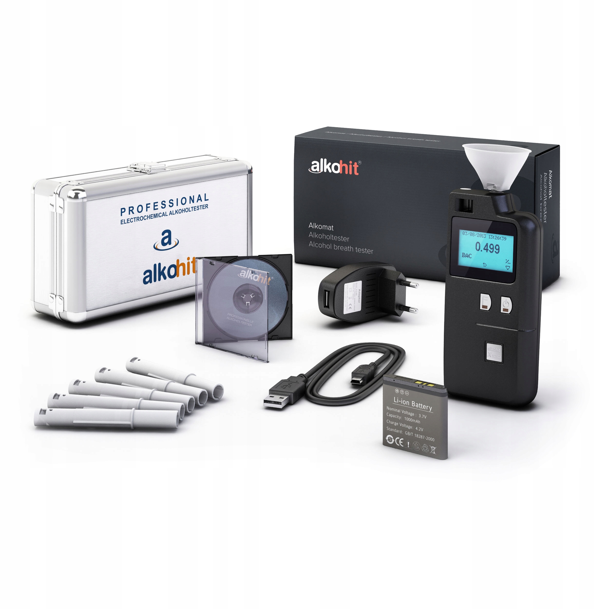 Alkohit X100 BEZUSTNIKOWY ATEST WALIZKA ALU ALARM Producent code 0105A