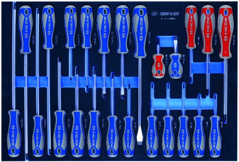Sada Plochých Krížových Skrutkovačov Torx 24ks King Tony Vložka 9-31124MRV