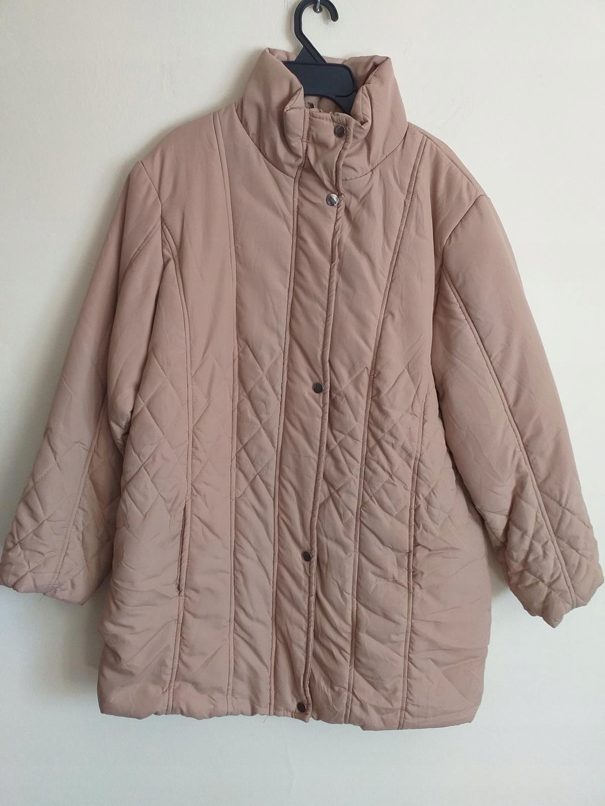 M343_BEŻOWA_WIOSENNA KURTKA Z OCIEPLENIEM_PŁASZCZ Rękaw długi rękaw