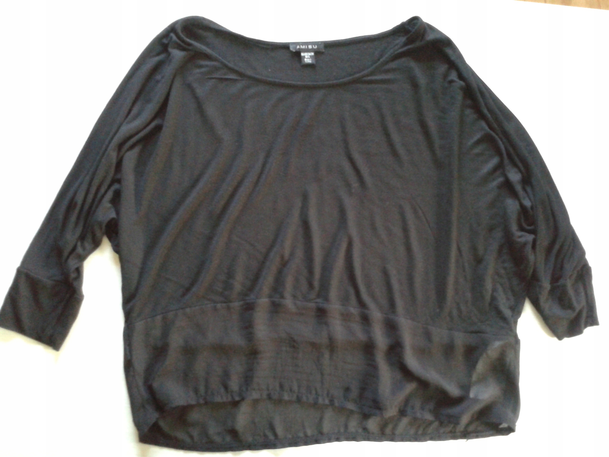 AMISU Koszulka bluzka czarna, tiul 40 M/L