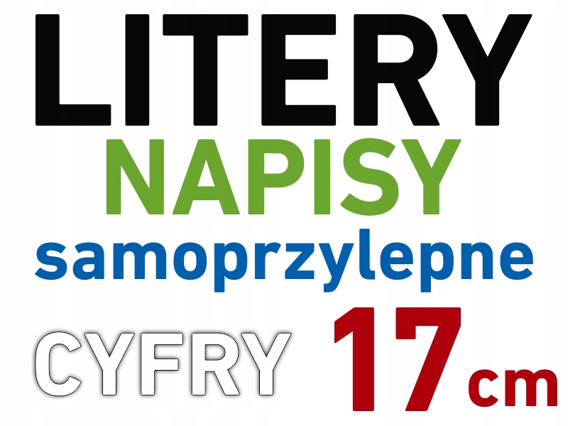 

Litery i Cyfry Samoprzylepne naklejki literki 17cm