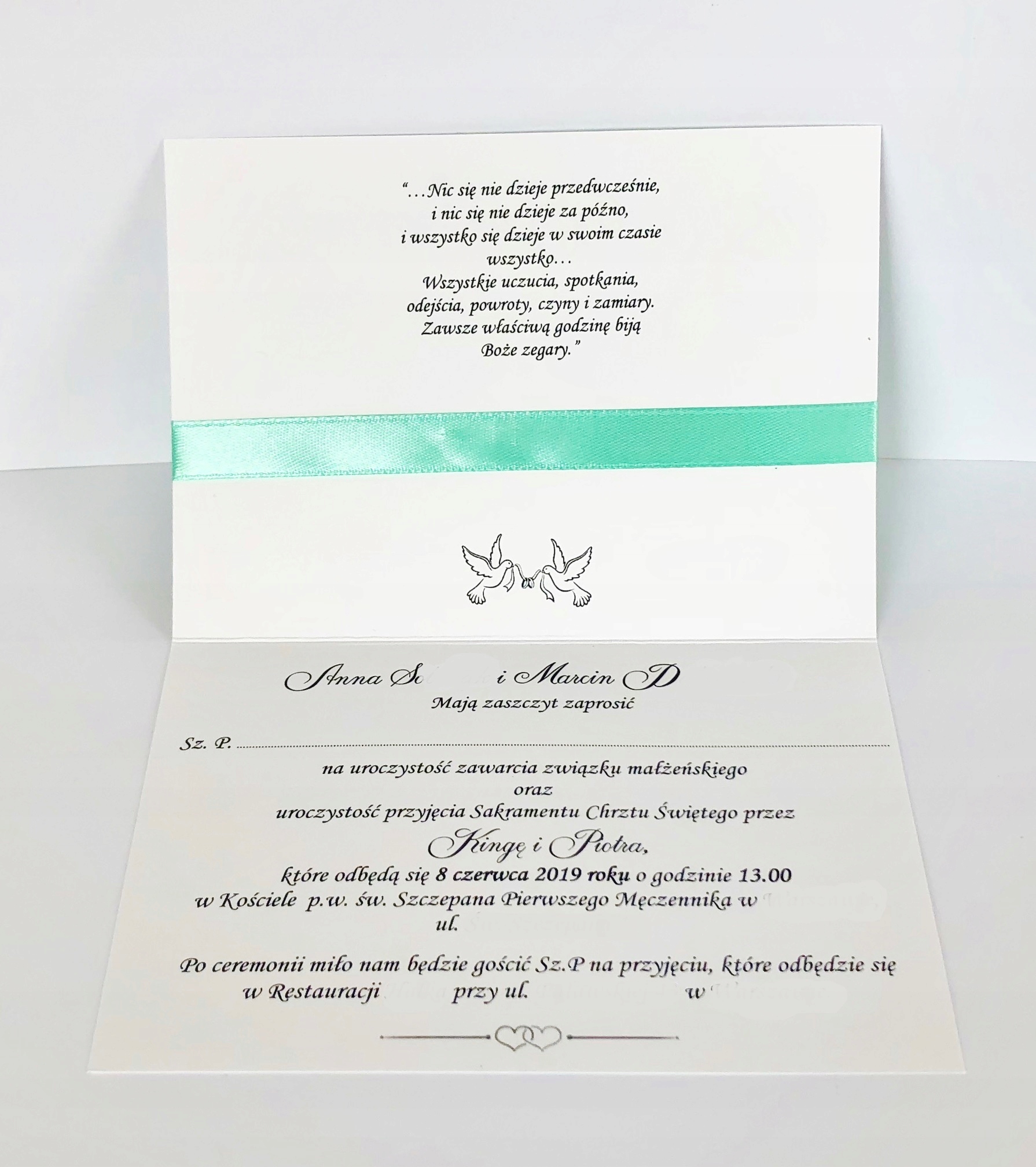 ZAPROSZENIA NA ŚLUB I CHRZEST zaproszenia chrzciny Liczba sztuk 1 szt.