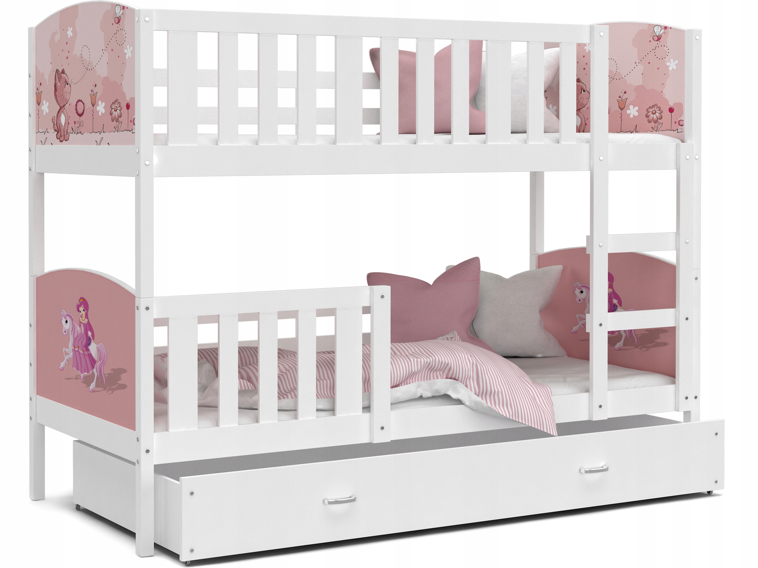 

Łóżko piętrowe 160x80 białe z grafiką Tami