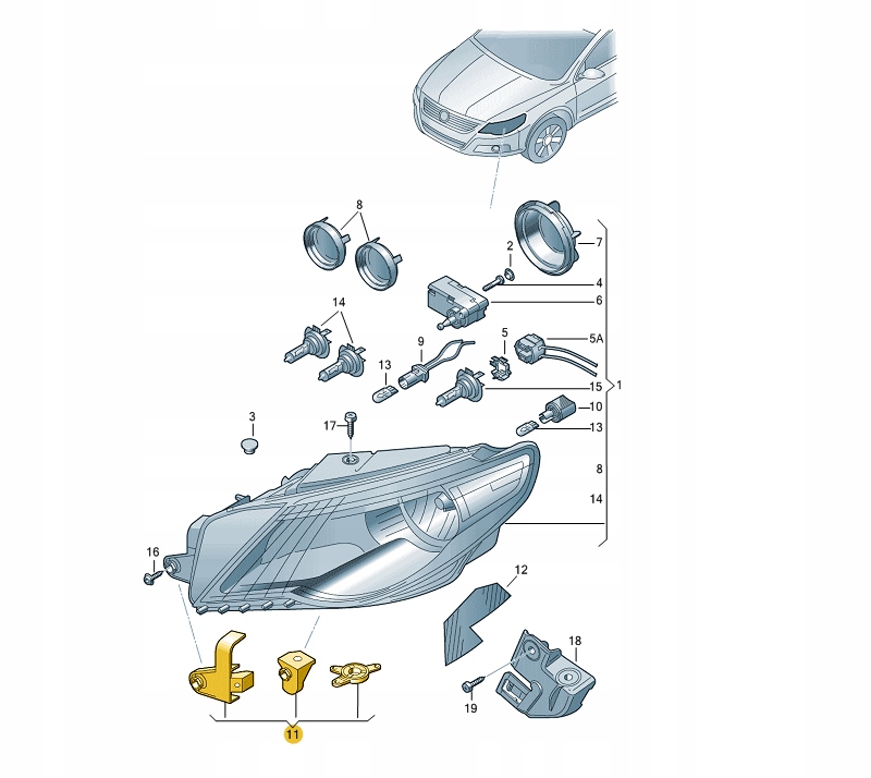 3C8998226 - Ремонтный комплект для VW Passat CC HEADLAMP right