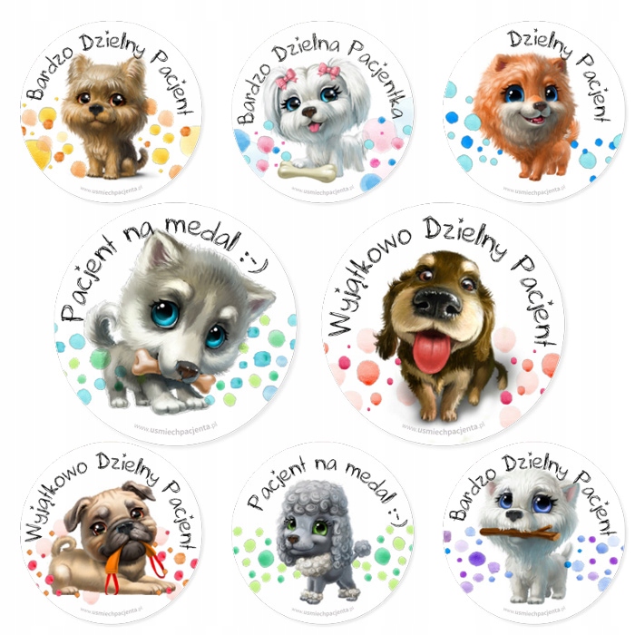 

Naklejki Dzielny Pacjent - Malowane psiaki 200szt.