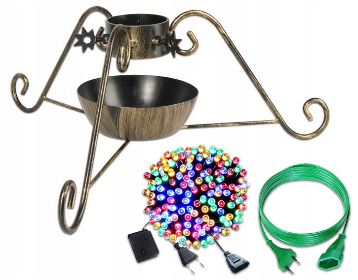 STOJAK POD CHOINKĘ ZESTAW 2 LAMPKI 100 LED+ KABEL