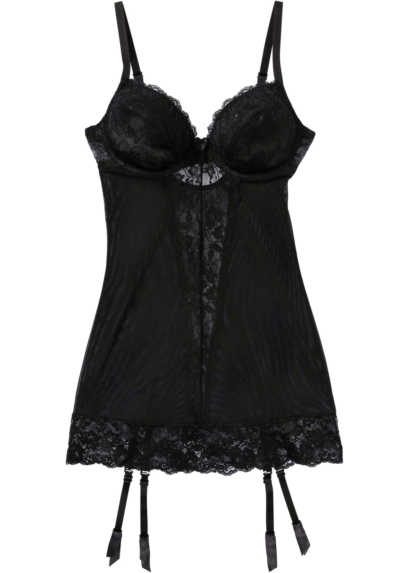 S9236 KOSZULKA NOCNA Z PODWIĄZKAMI CZARNA R.80C