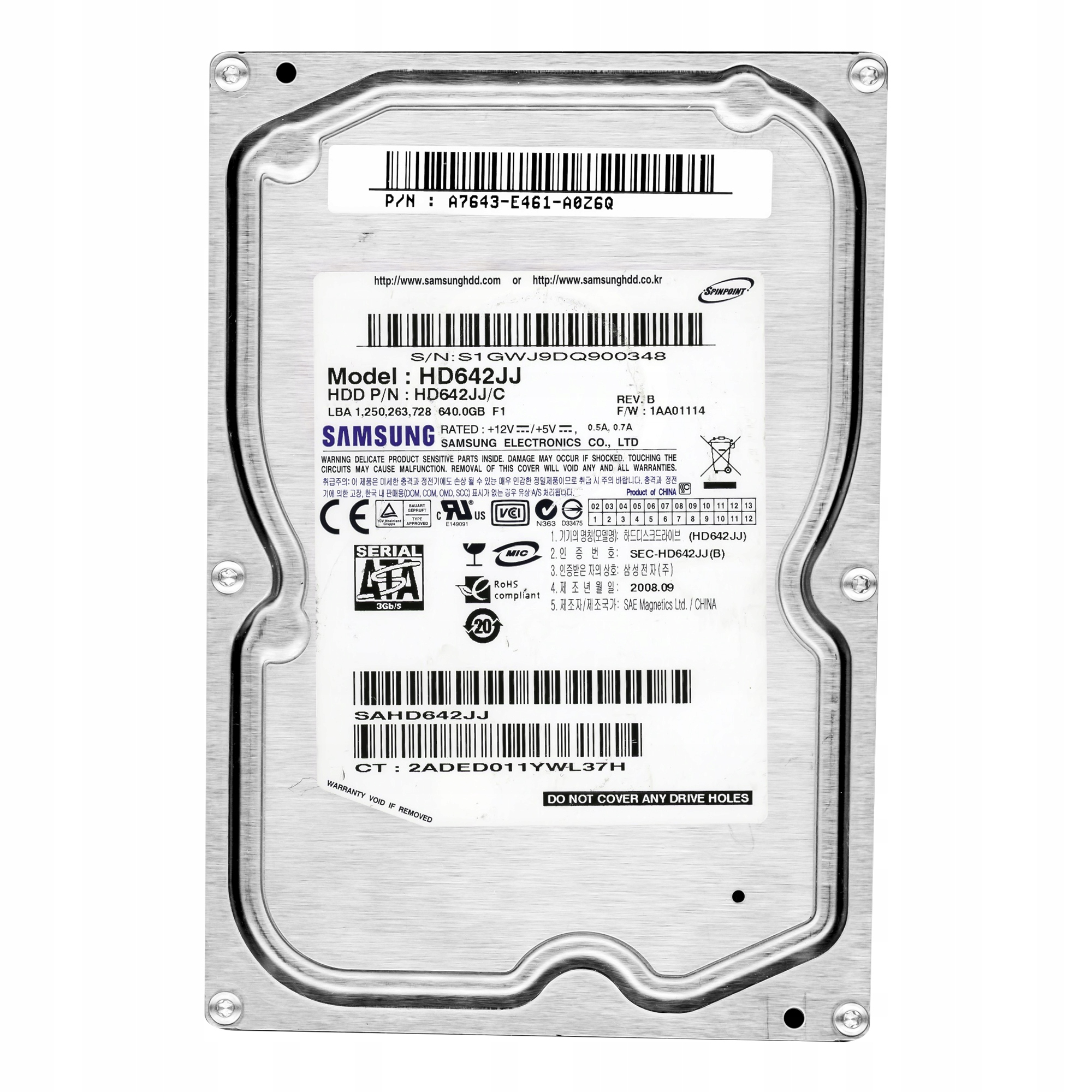 Samsung 640GB 7.2k 16MB Sata II 3.5'' HD642JJ