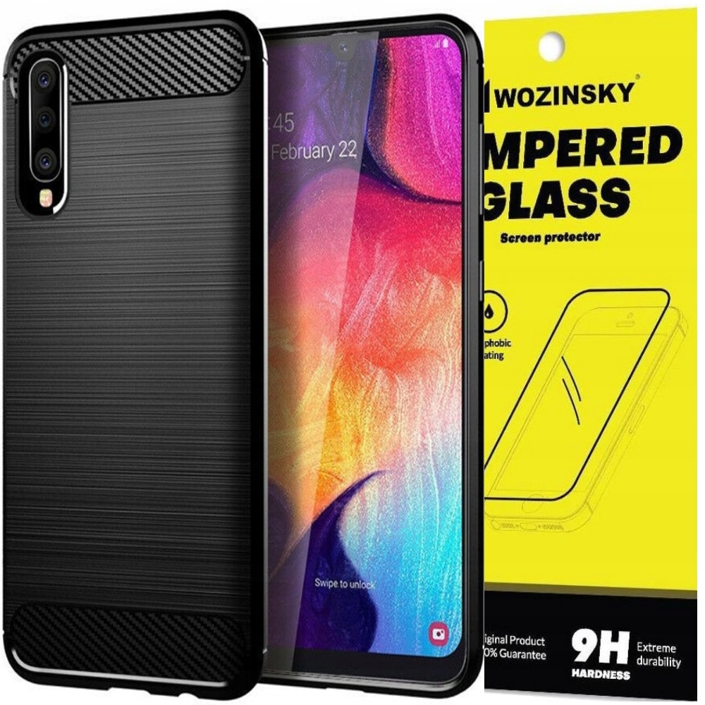 

Etui Carbon Case Pokrowiec do Galaxy A50 + Szkło