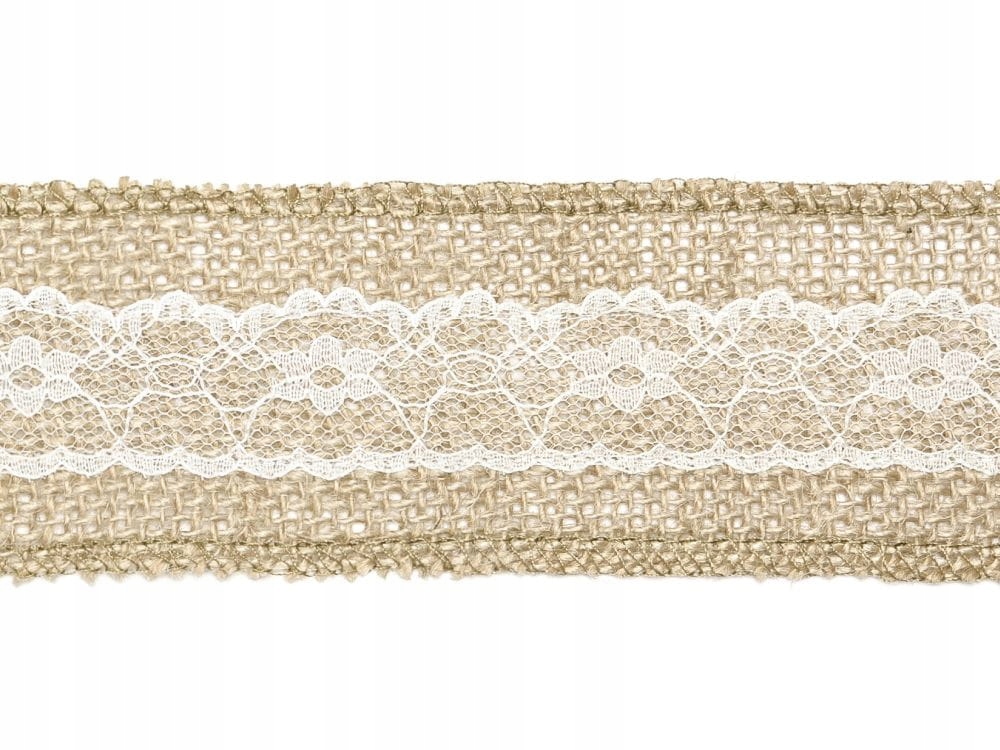 WSTĄŻKA TAŚMA JUTOWA Z KORONKĄ 5 CM x 5 M EAN (GTIN) 5902230768635