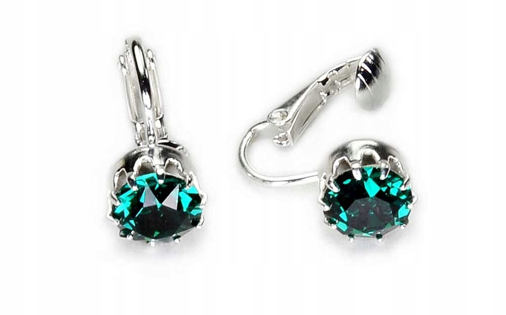 

Małe Zielone Klipsy Swarovski Emerald Jablonex