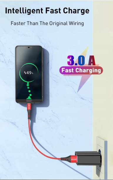 Kabel Ładowania Micro Usb 3 metry 3m 3A Złącza USB - microUSB typ B