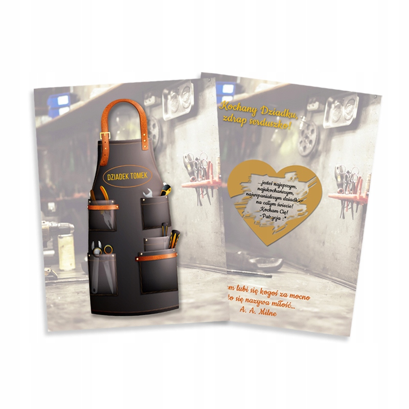 KARTKA ZDRAPKA DZIEŃ DZIADKA FARTUCH