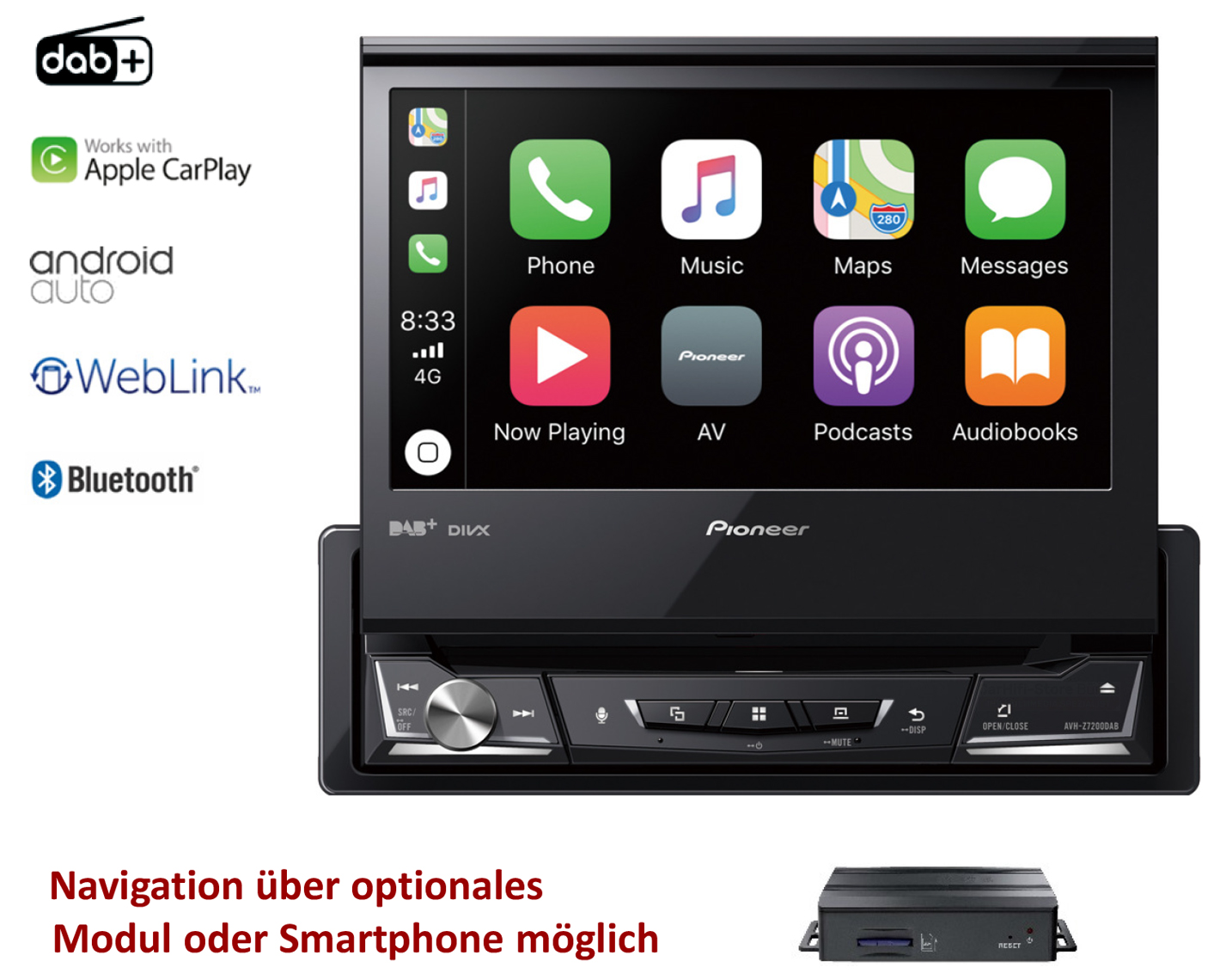 PIONEER AVH-Z7200DAB RADIO CD/DVD BLUETOOTH DAB+ Model AVH-Z7200DAB