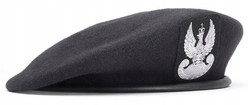 Polski Beret Wojskowy Wp tłoczony wełniany z orłem Czarny r. 60