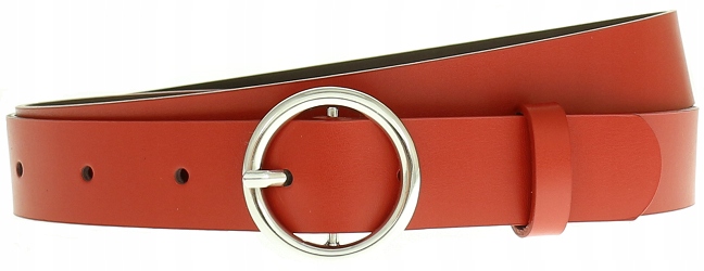 

Szeroki pasek damski skórzany Czerwony kółko koło