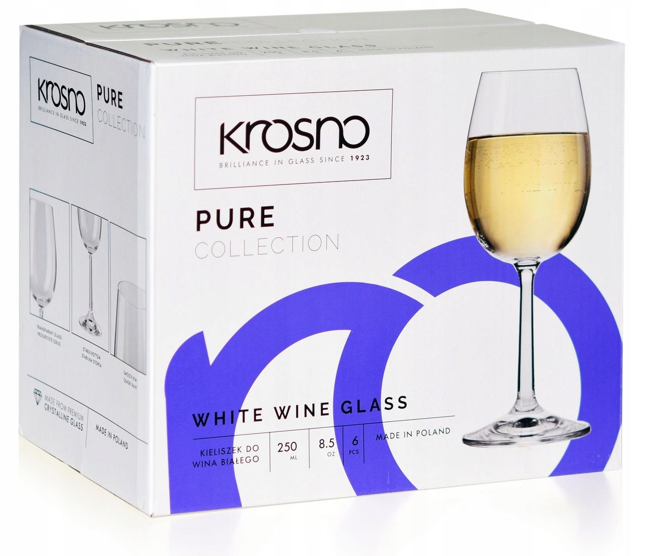 

Kieliszki do wina białego Krosno Pure 250ml |Basic