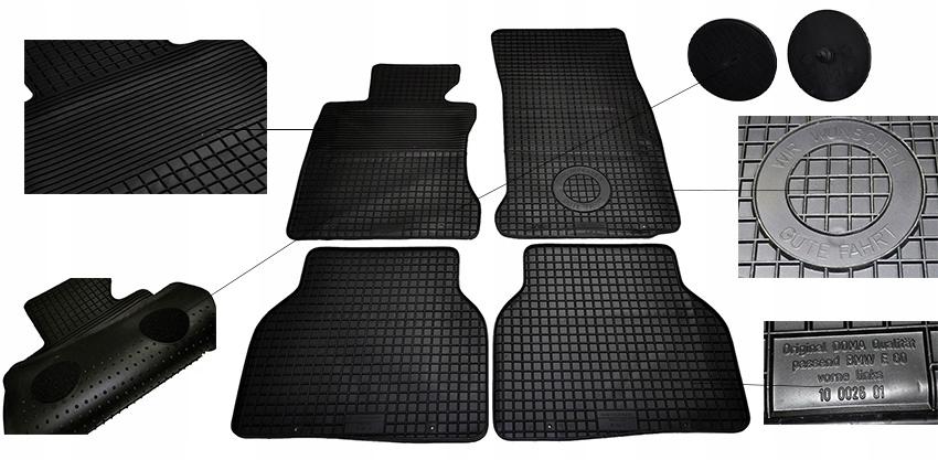 Dywaniki gumowe do BMW 5 F10 F11 (2010-2017) bezzapachowe +RZEPY ORYGINALNE Producent Doma