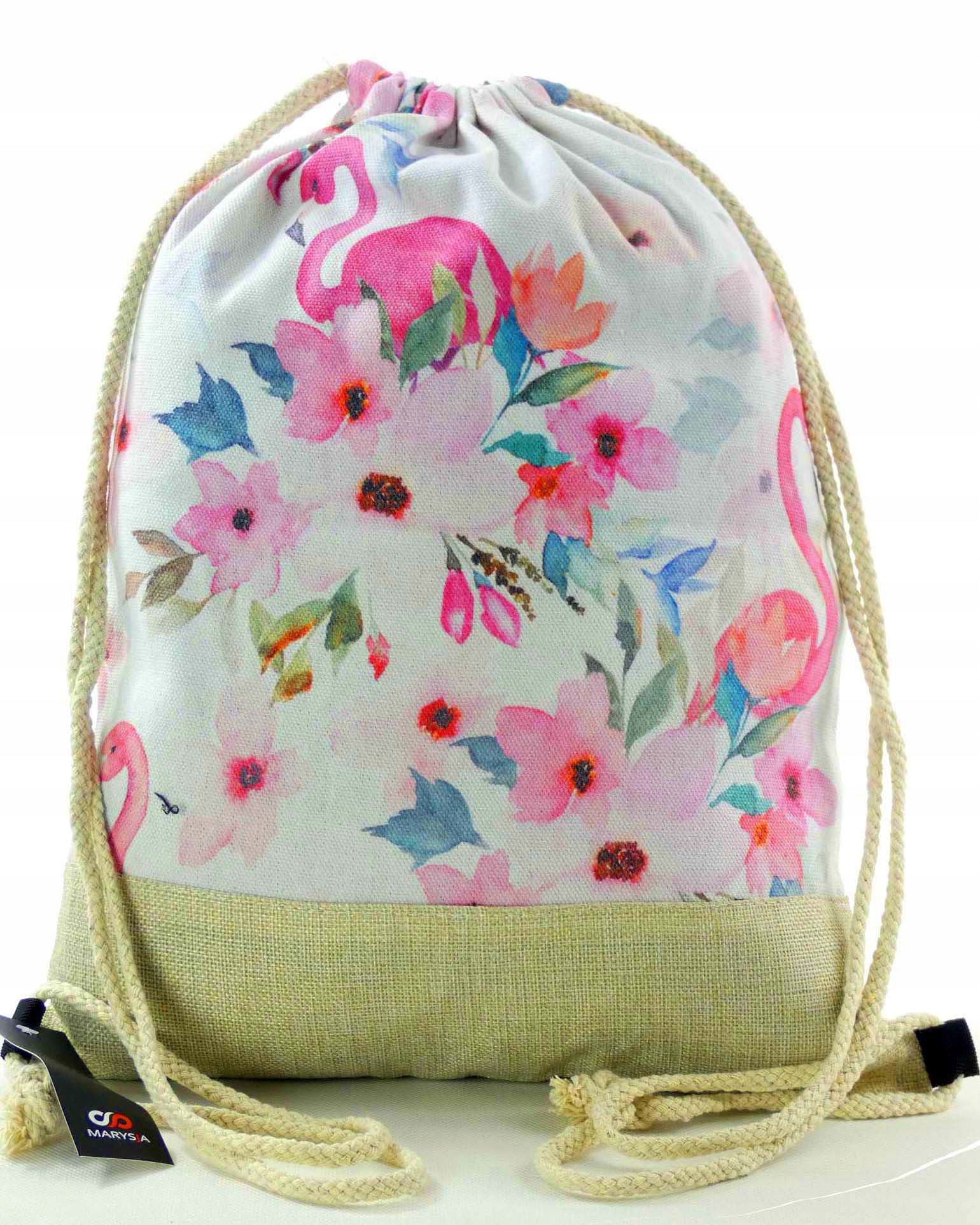 

Mocny duży worek plecak torba baggage flamingi