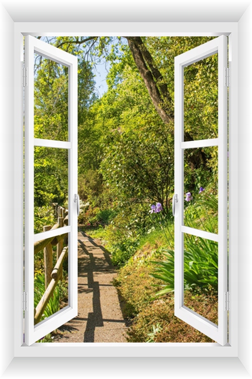 

Fototapeta Okno 3D Ogród Pergola Kwiaty 50 x 80