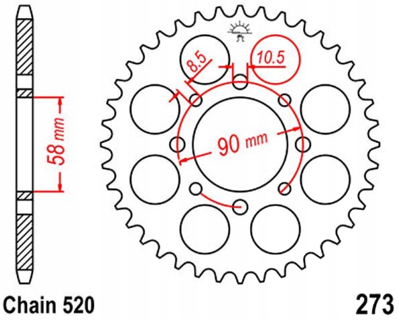 Zadní ozubené kolo Jt R273 39-45Z Ktm Duke 200 12-14